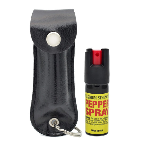 Pepper Spray Tool w/ Leather Pouch Keychain