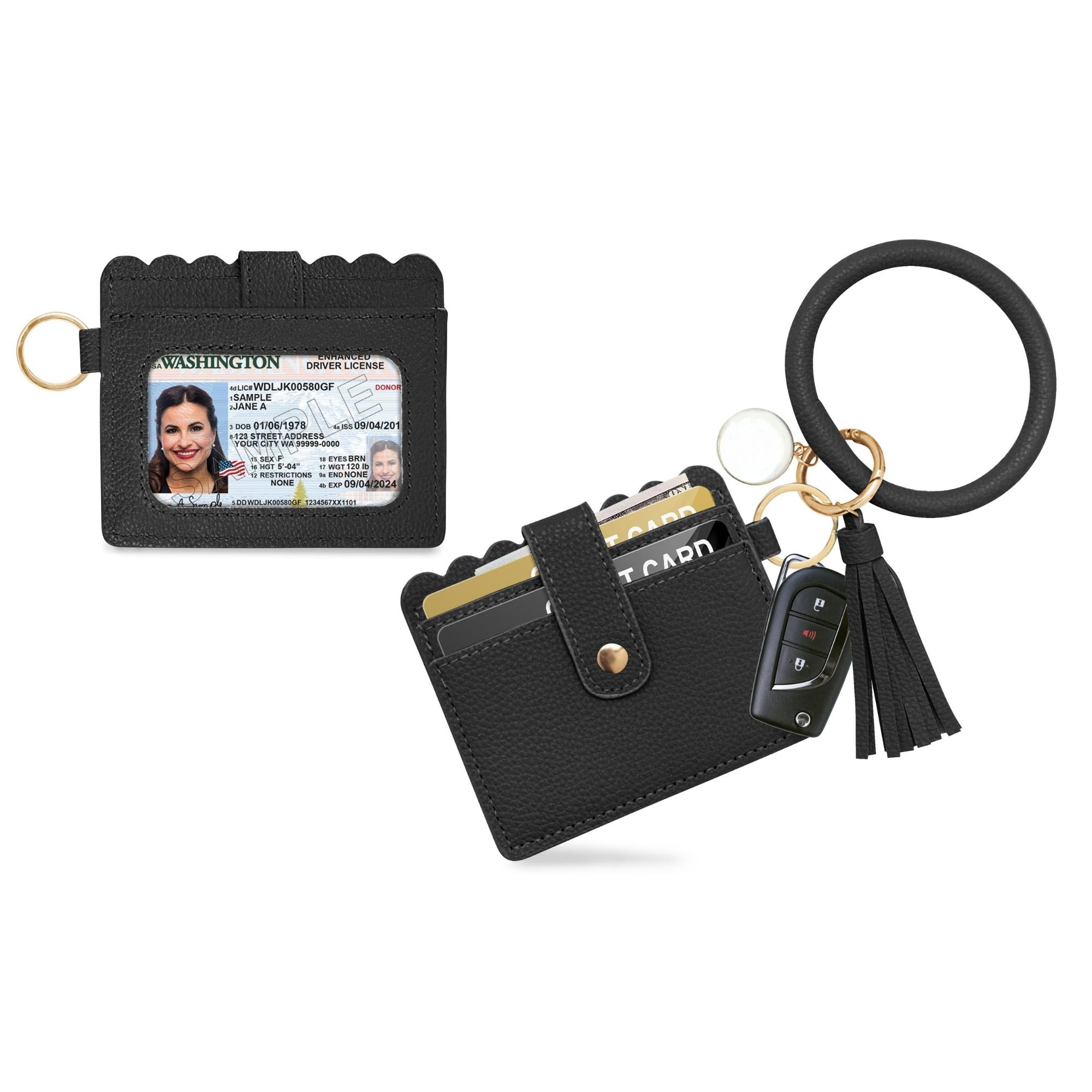 Keychain Wallet, Wristlet, Bangle, ID Card Holder, Purse, Key