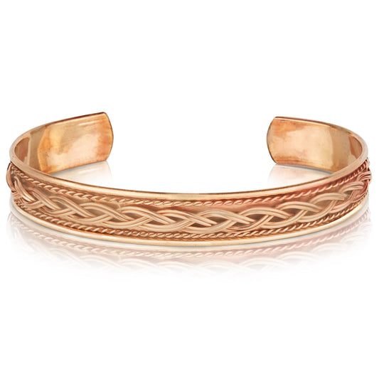 Pure Copper Bracelets with Adjustable Rope Inlay