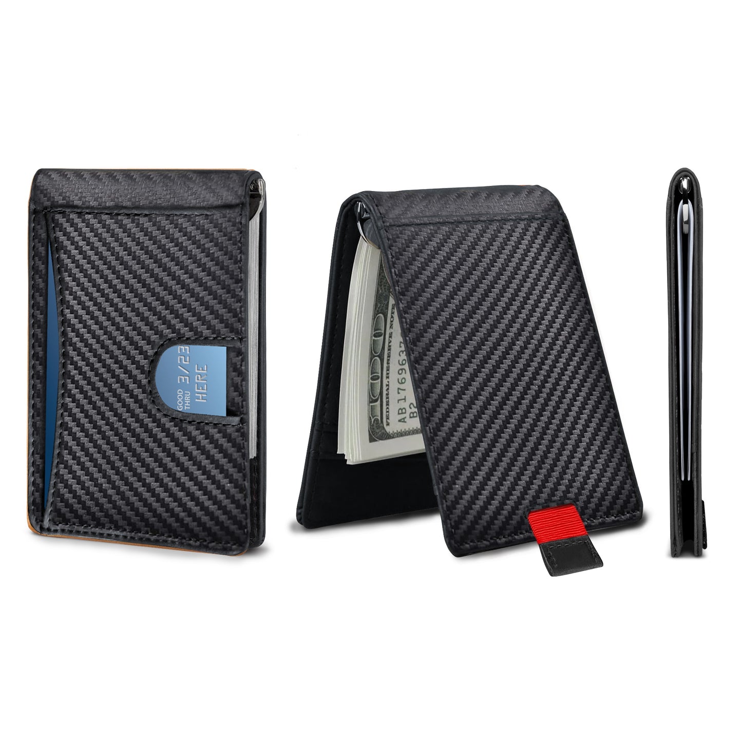 Ciana RFID Blocking Slim Bifold Leather Minimalist Front Pocket Wallets For Men with Money Clip