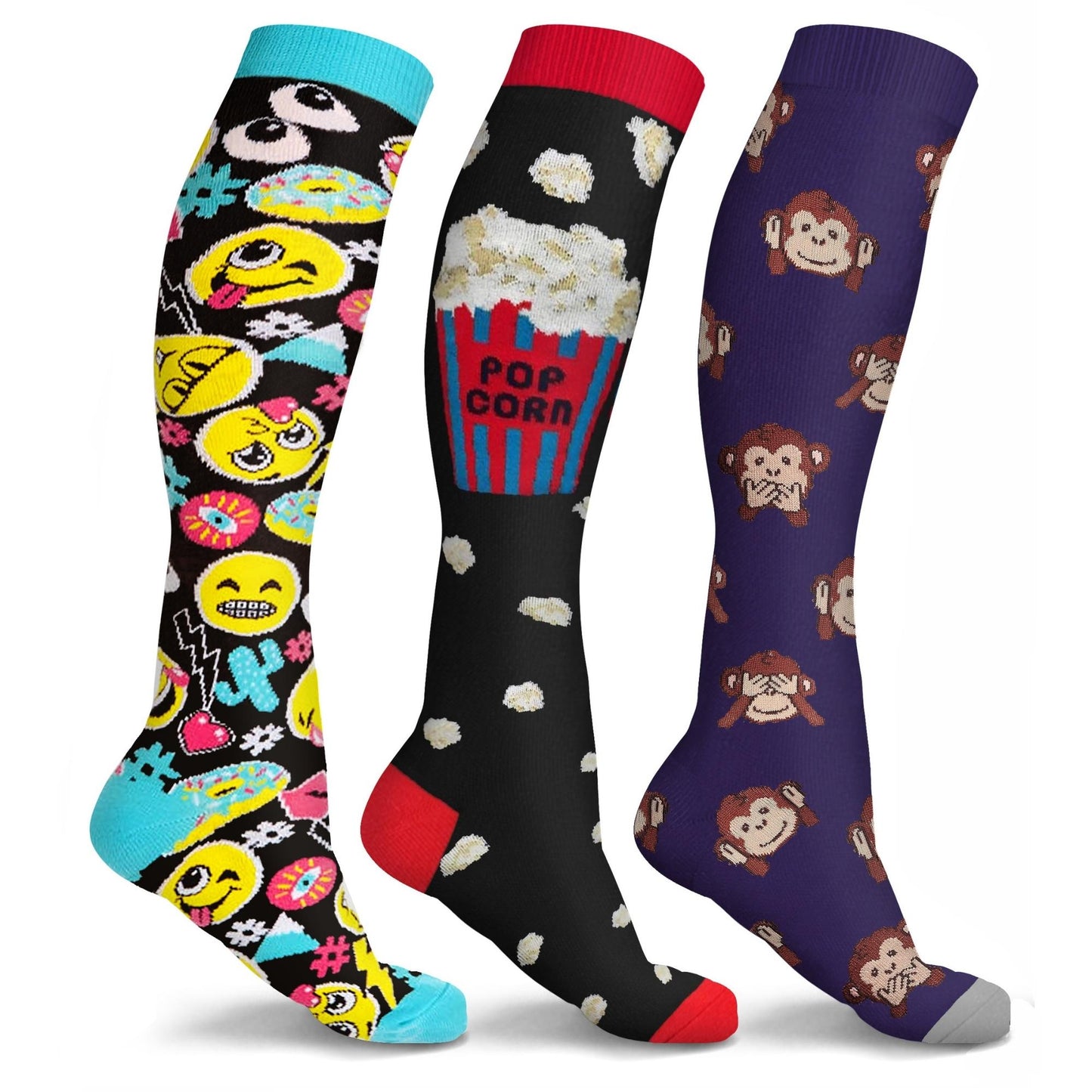 DCF Pop Print Knee High-Compression Sock Collection (3-Pack or 6-Pack)