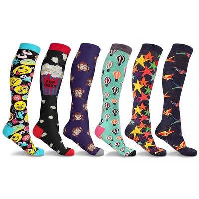 DCF Pop Print Knee High-Compression Sock Collection (3-Pack or 6-Pack)