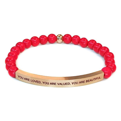 Inspirational Messages Engraved Stainless Steel Bar Beads Bracelets