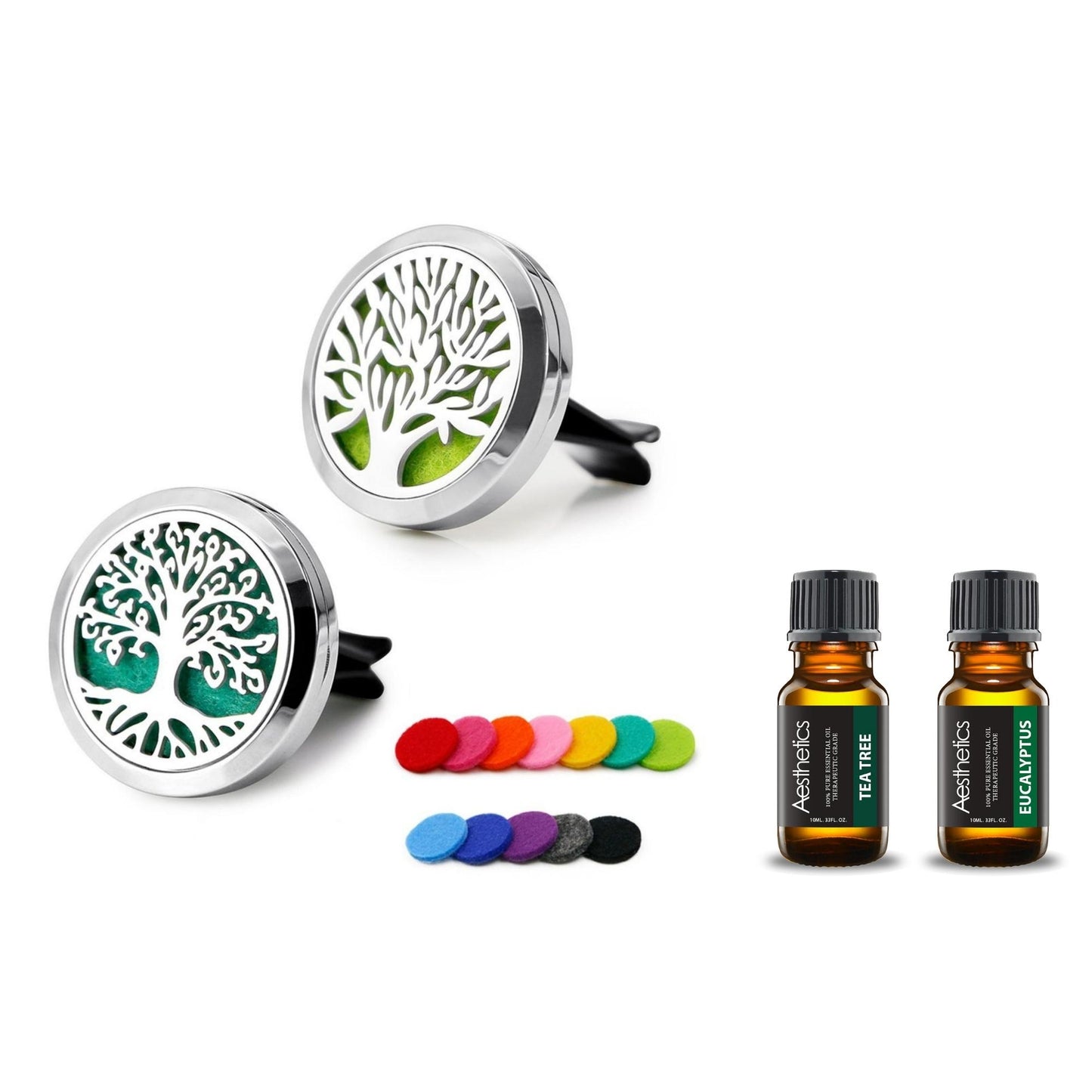 Car Aromatherapy Essential Oils Diffuser Stainless steel with Vent Clip (2-pack)
