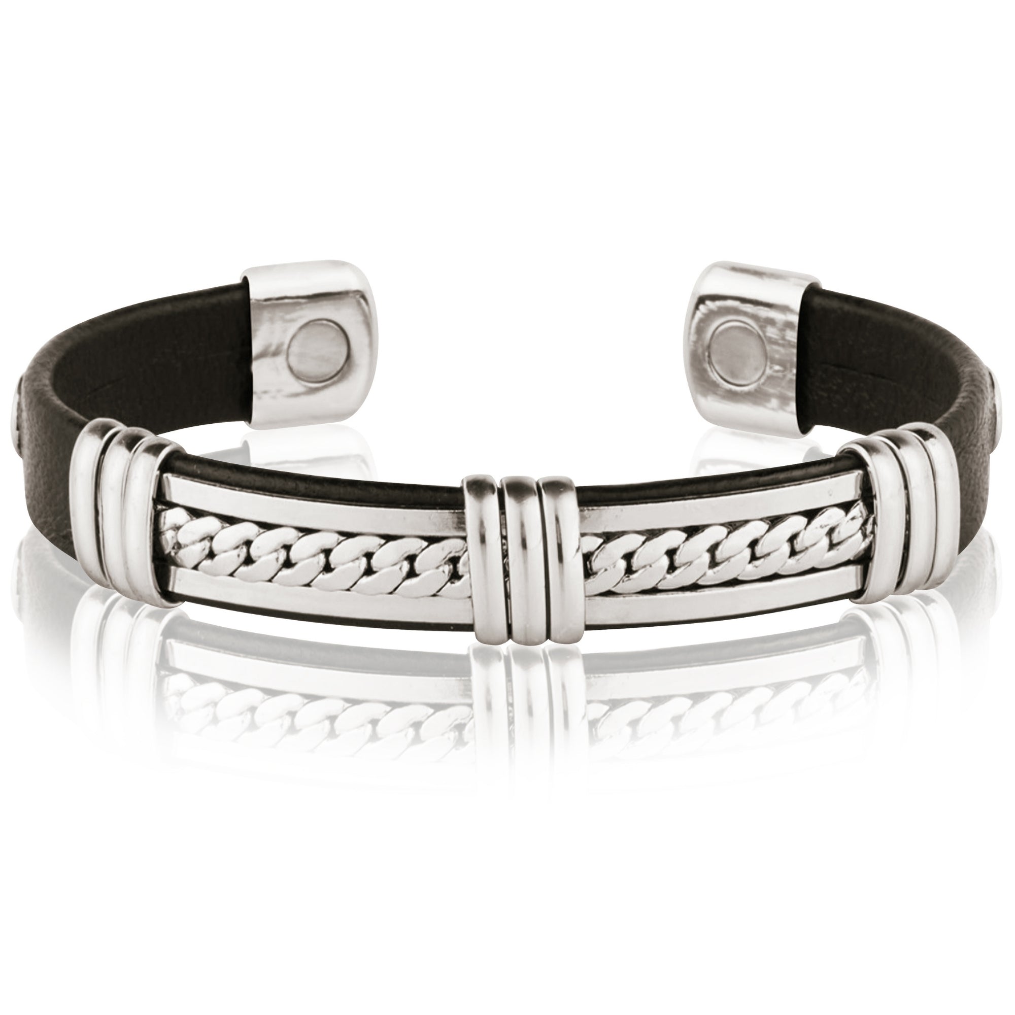 Copper and Leatherette Magnetic Bracelet